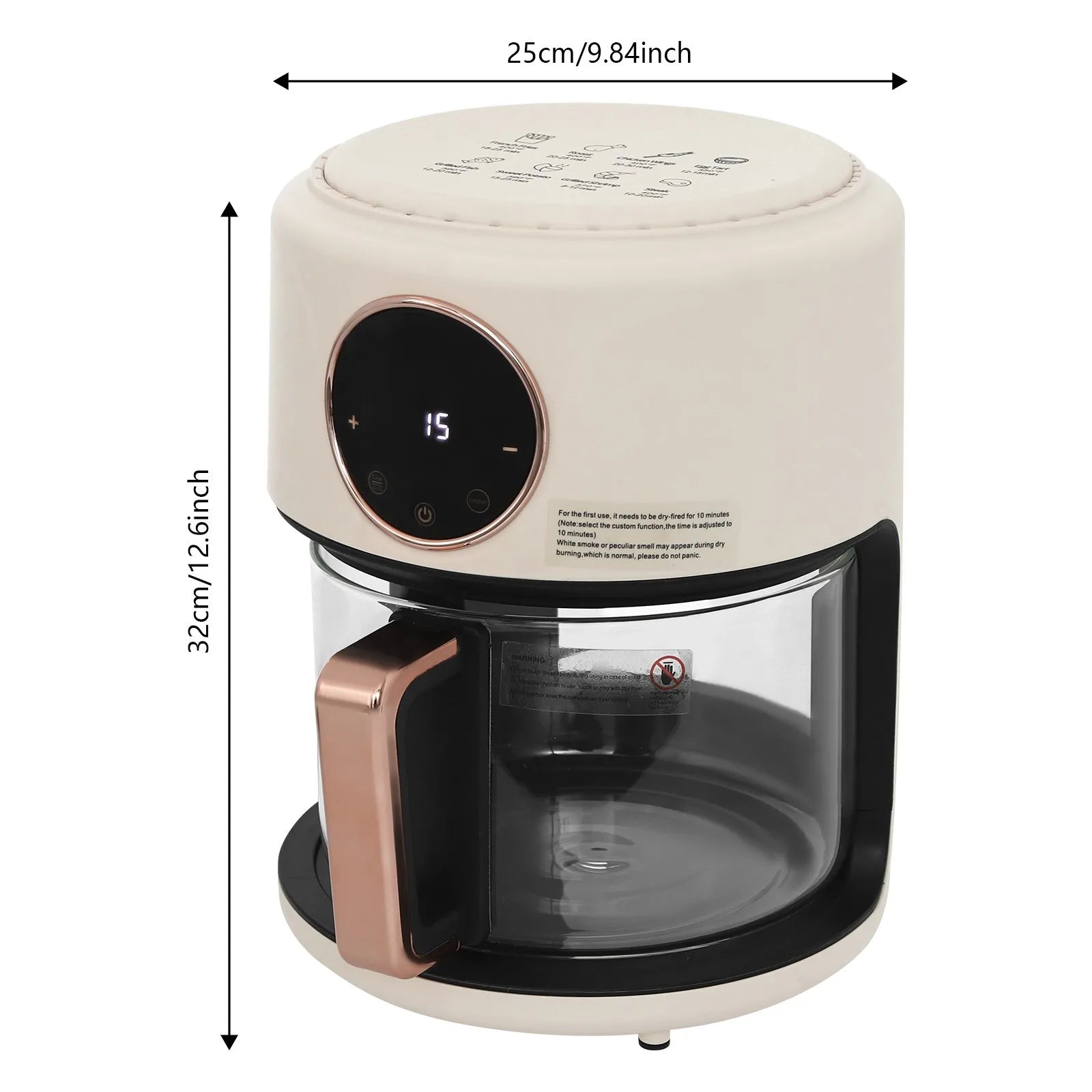 4.2L 1200W Airy Fryer with 2 Years Manufacturer Warranty Glass Air Fryer 6-in-1 Functions 360° Viewable Airy Fryer for Home Kitchens, Restaurants, Family Gatherings, Outdoor Picnics, Food Stalls