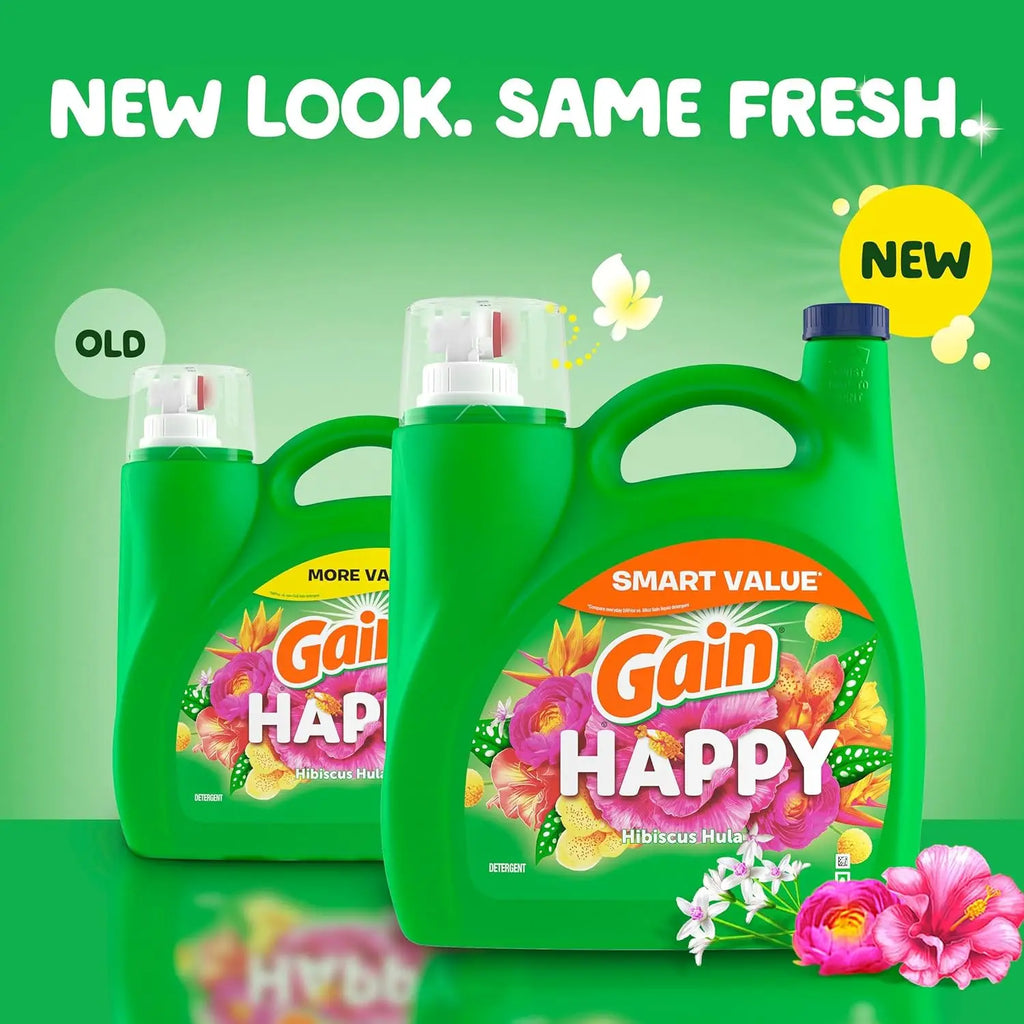 Happy HE Compatible Liquid Laundry Detergent, 154 fl oz for 107 Loads - Gentle & Effective