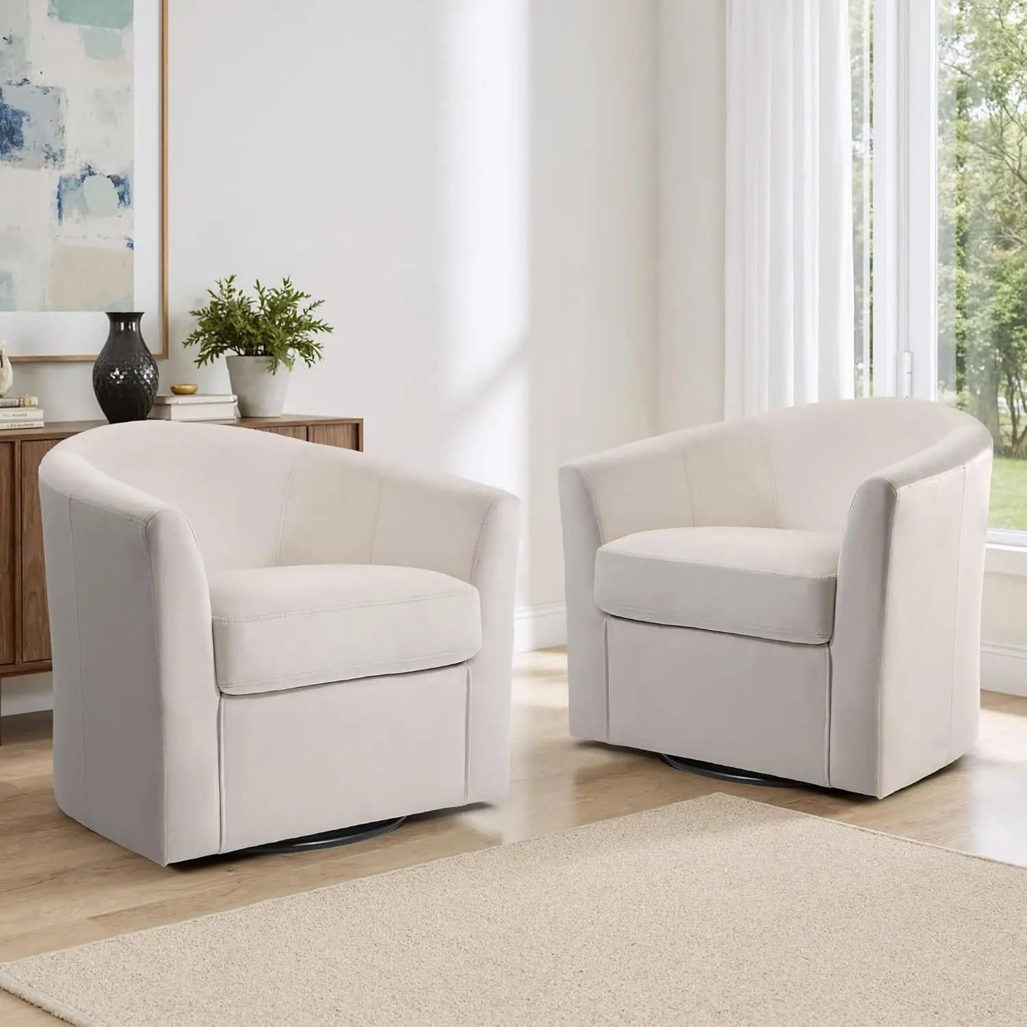 360° Swivel Barrel Accent Chairs Set of 2