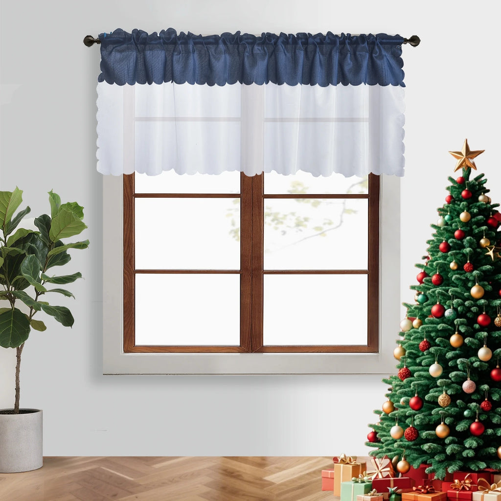 2PCS  rod pocket type Tulle Sheer joint with Blackout curtains