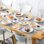 VEWEET ANNIE 30/24/20 Pcs Porcelain Dinnerware Set Pink Floral Plates Dinner Set with Dinner Plate/Dessert/Soup/Cup/Saucer