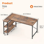 L Shaped Desk 47 Inch Computer Desk with Reversible Storage Shelves