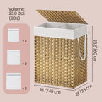 Laundry Hamper with Lid, 90L Clothes Hamper with 2 Removable Liner Bags, 6 Mesh Bags