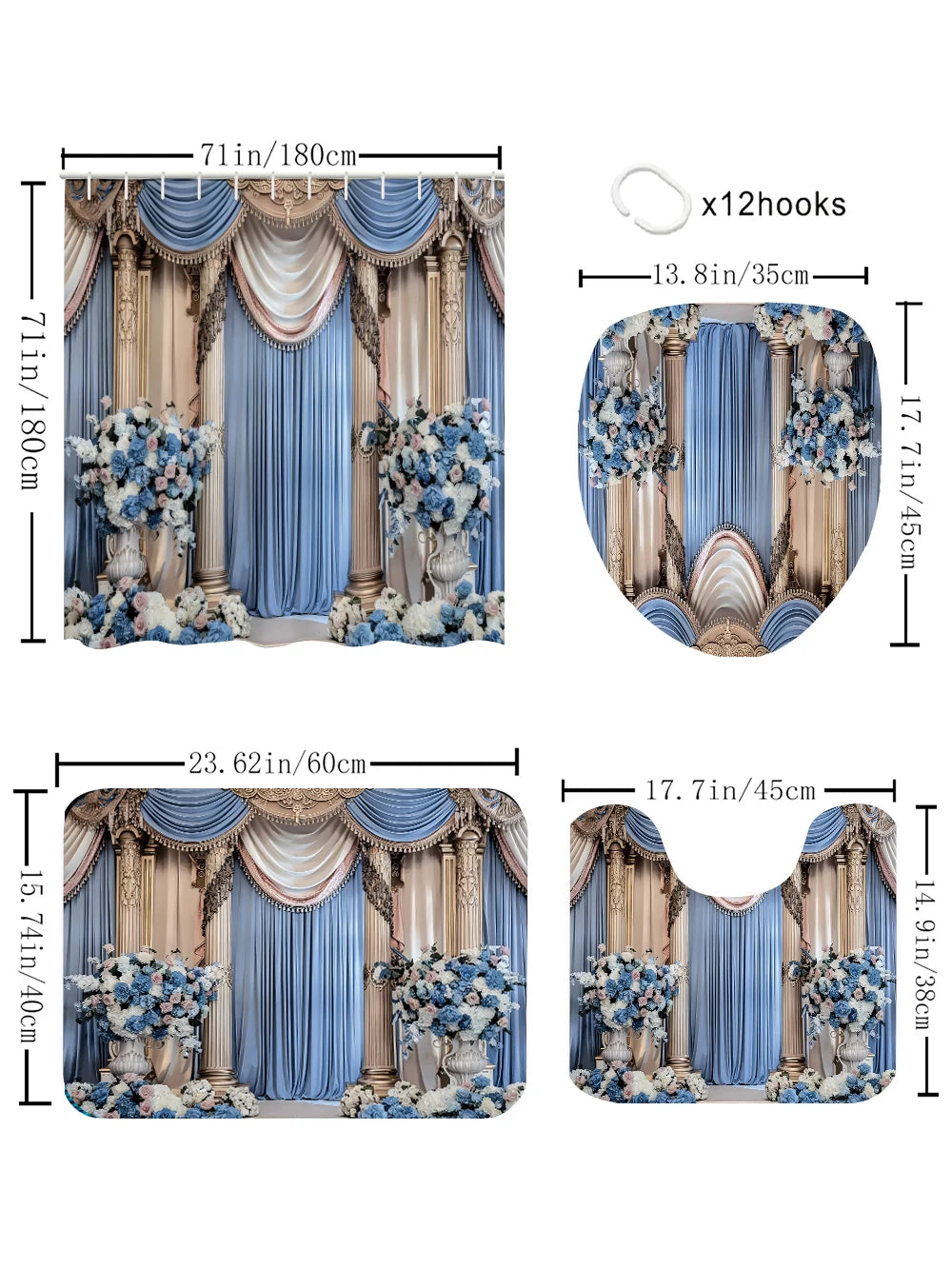 Indoor curtain bathroom four-piece set - Avant-garde waterproof shower curtain, creating a complete bathroom suite