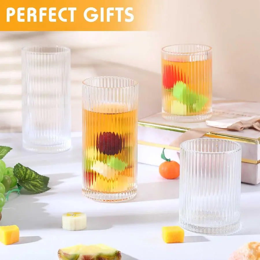 9 oz, 12 oz Glass Cups Vintage Glassware