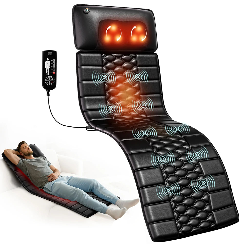 Full Body Massage Mat with Heat, Detachable Massager Pad, 10 Vibrating Motors, 9 Intensity Levels