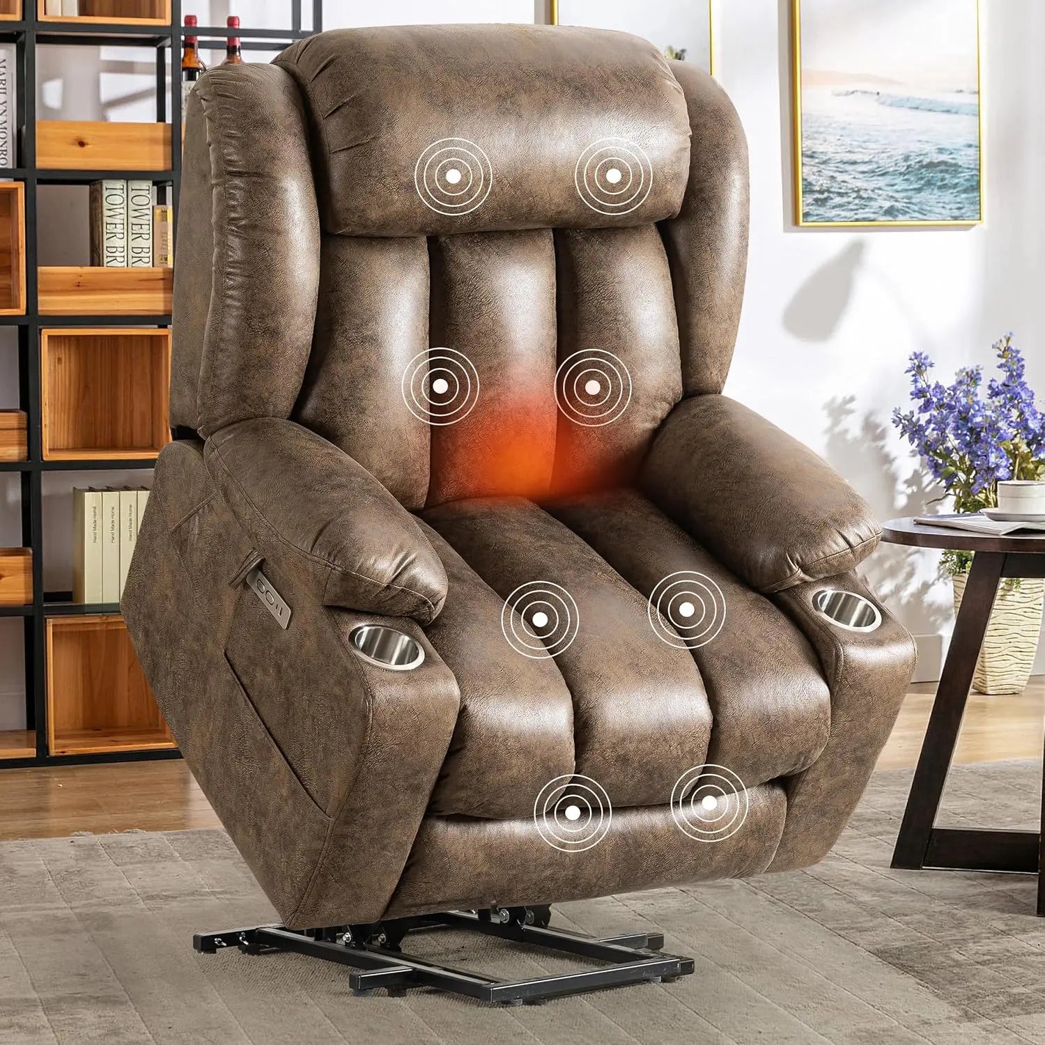 Oversized Power Lift Recliner Chair with Massage and Heat