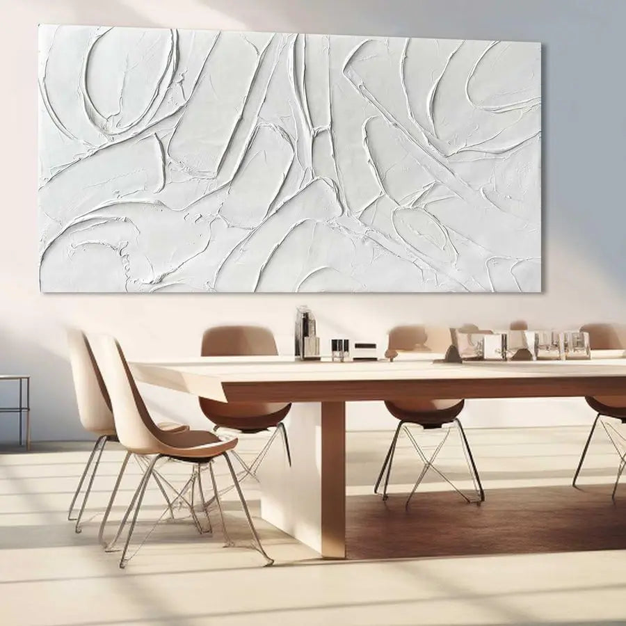 Big Wall Artwork White Painting 29x 58