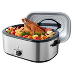 Electric Roaster Oven 24 QT Turkey Roaster Oven with Self-Basting Lid 1450W Roaster Oven Defrost&Warm Function Silver