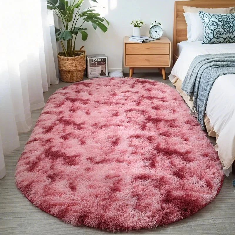 Fluffy Oval Plush Carpet Extra Soft For Living Room Sofa Area Bedroom Non-Slip