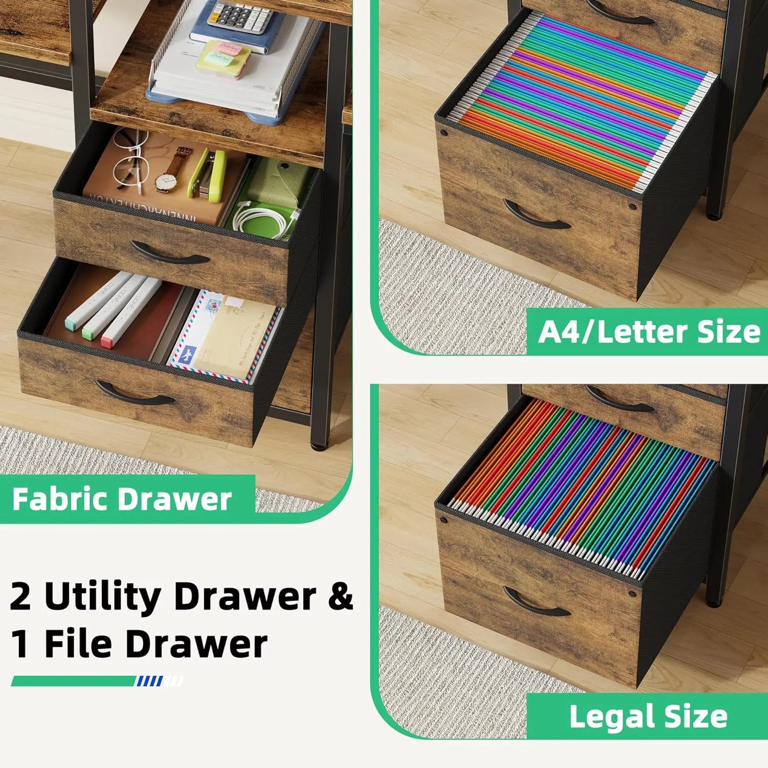 93-Inch Two-Person Desk with Charging Station, 3 Drawers & Printer Shelf for Home Office