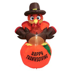 6ft Thanksgiving Pumpkin Turkey Inflatable Yard Decor With 7 Led Lights, Blower, Stakes & Ropes For Lawn Porch Garden Party Home