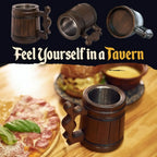 Set of 6 Wooden Beer Mugs with Stainless Steel Inserts, 10 OZ Capacity, Ideal for Men's Gifts on Father's Day or Christmas