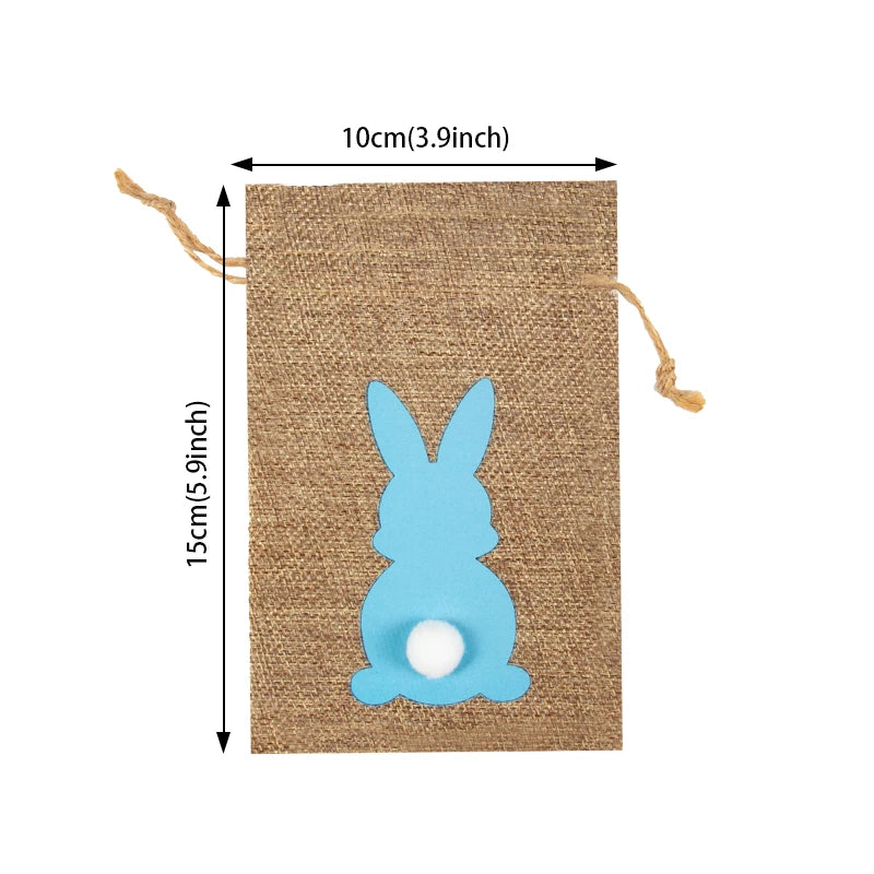 6/12/24pcs Jute Linen Treat Gift Bags for Easter