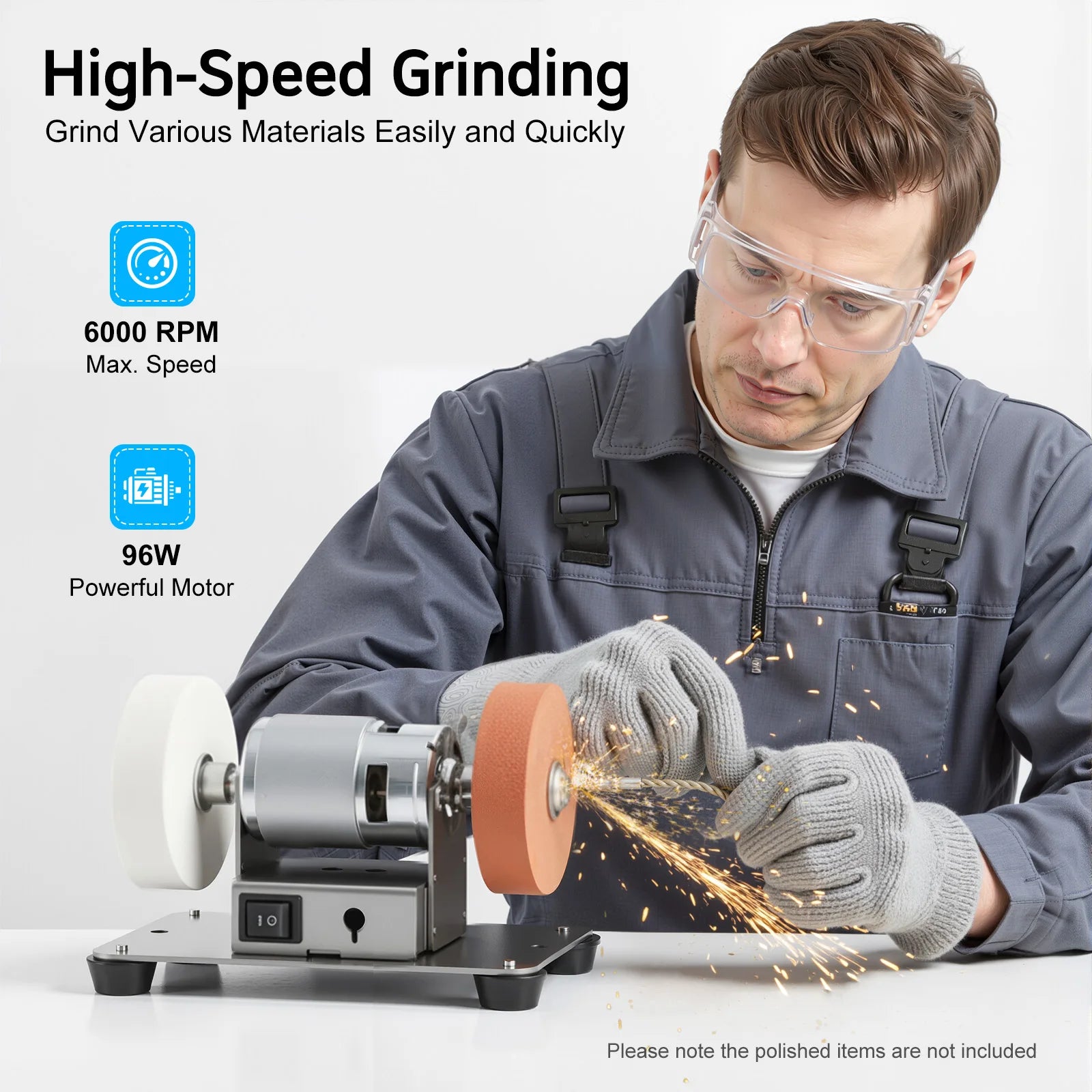 Variable Speed Table Grinder 6000 RPM for Metal Grinding Polishing DIY