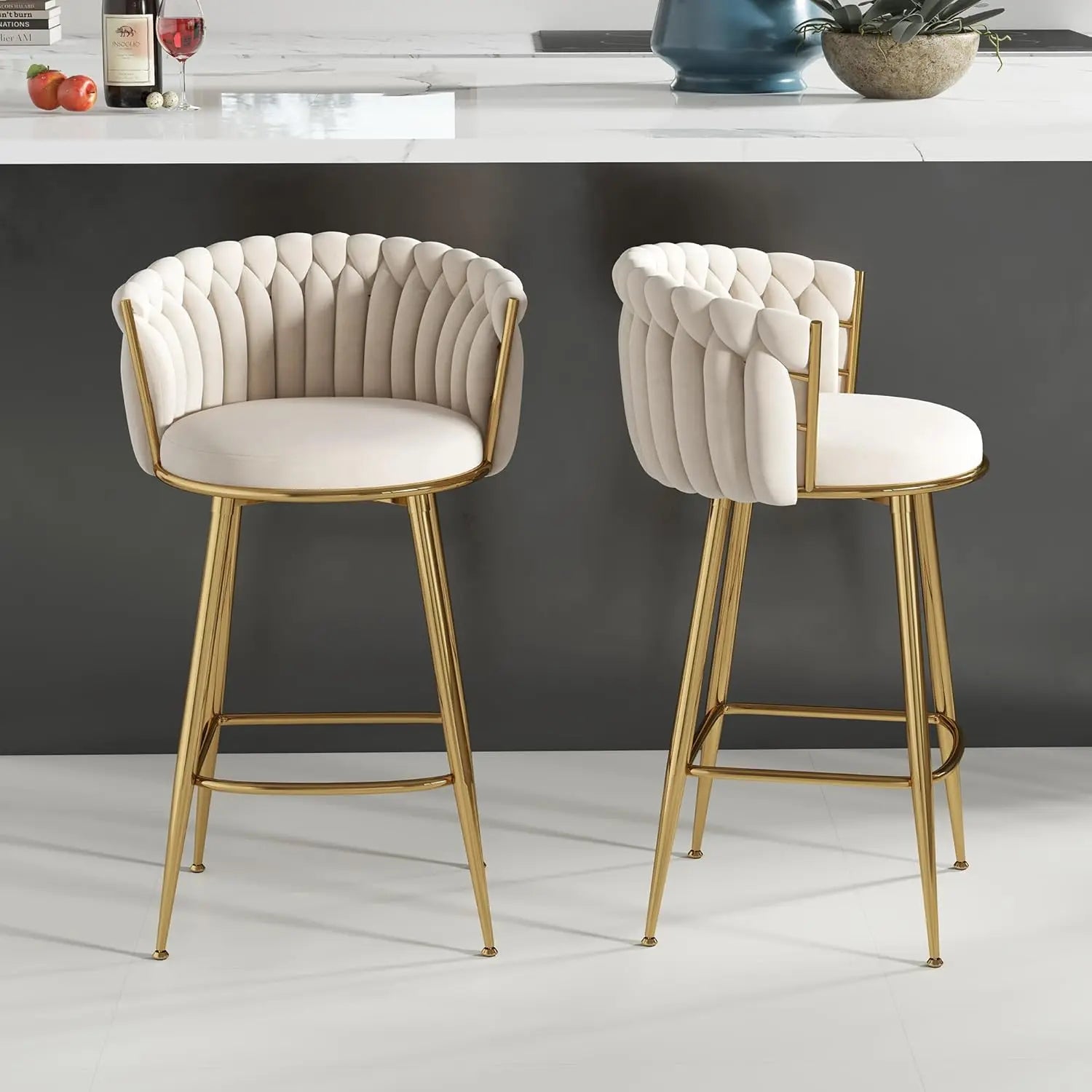 27″ Counter Stools with Upholstered Backrest