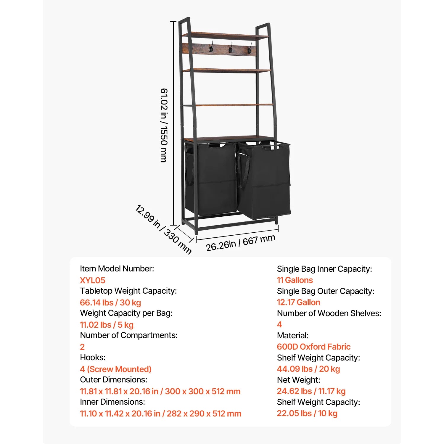 Large Laundry Hamper with Metal Frame