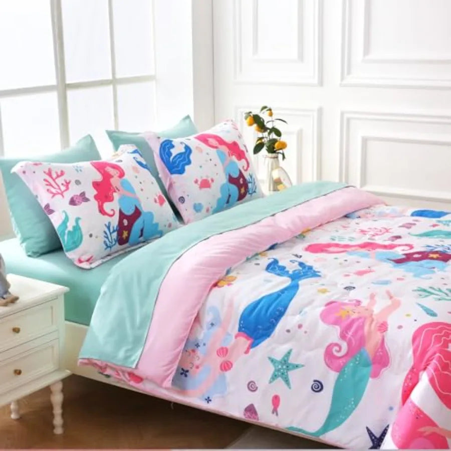 Comforter Set Bed in A Bag Size 7 Pcs Cute Alpaca Tropical Plant Cactus Bedding Set