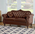 Mid-Century Modern PU Upholstered 2 Seater Sofa