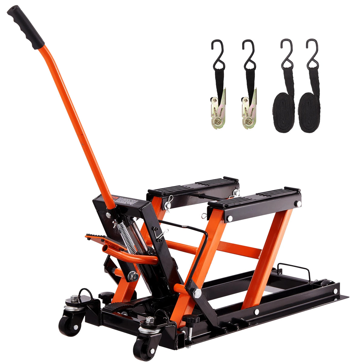 1500 LBS Steel Hydraulic Motorcycle Jack Stand ATV Scissor Lift with 4 Wheels for ATV UTVs