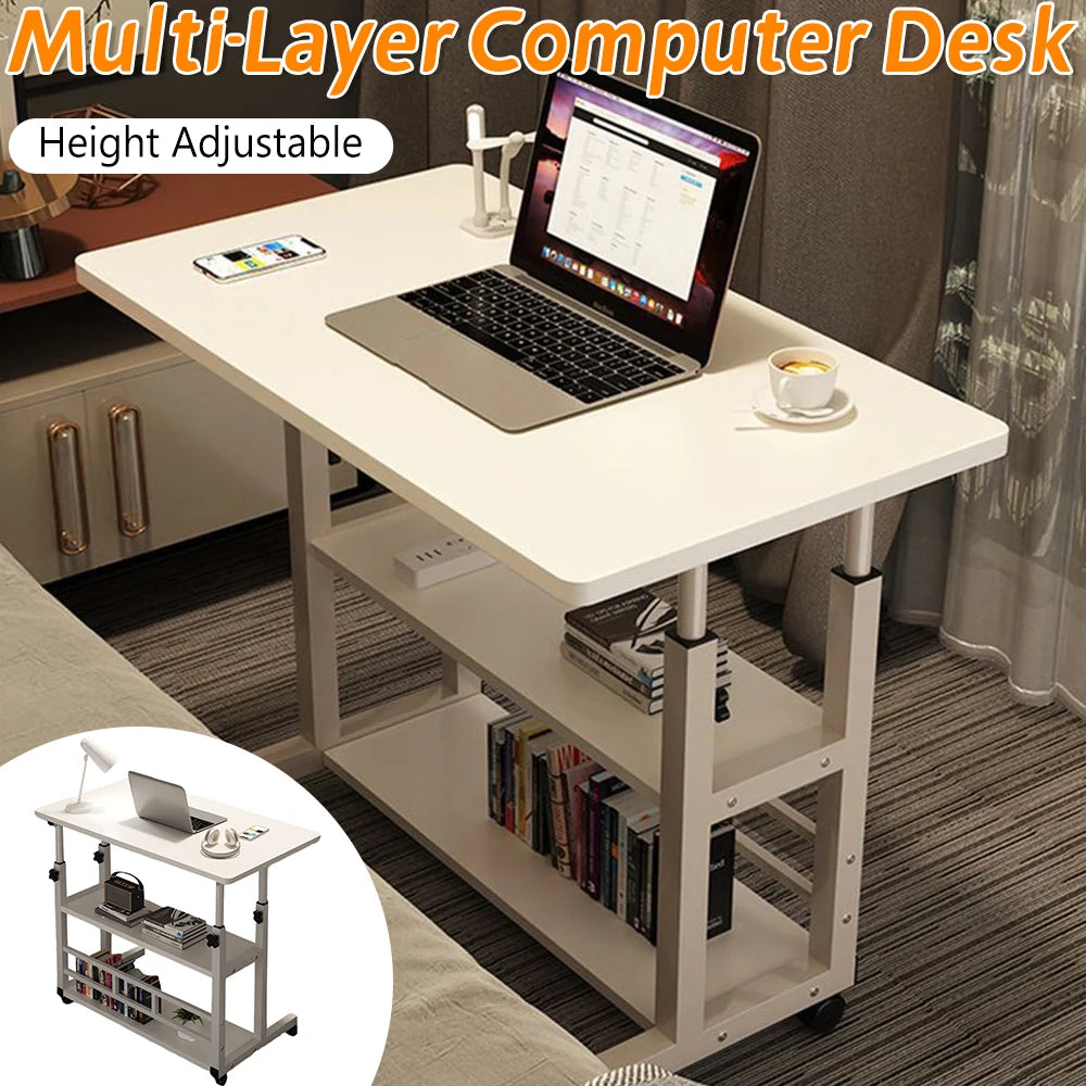 Multi-Layer Standing Height Adjustable Wooden Computer Workstation