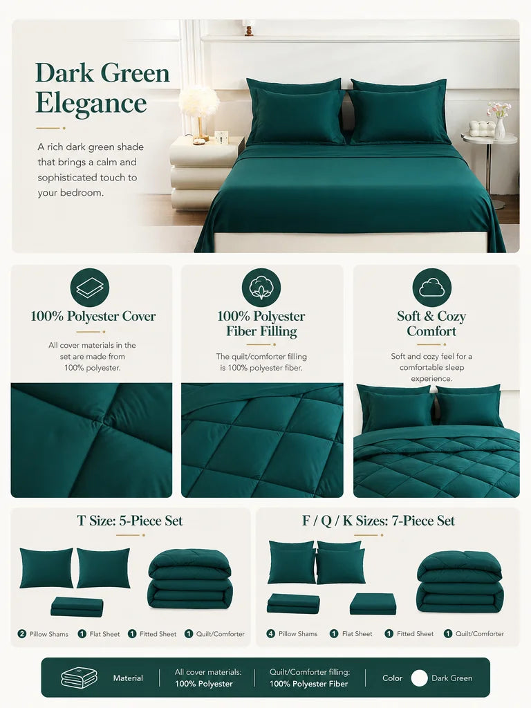 5pcs/7pcs Twin Full Queen King Bedding Sets Home Decor Comforter Flat Sheet Fitted Sheet Pillowcases Sleeping Sets