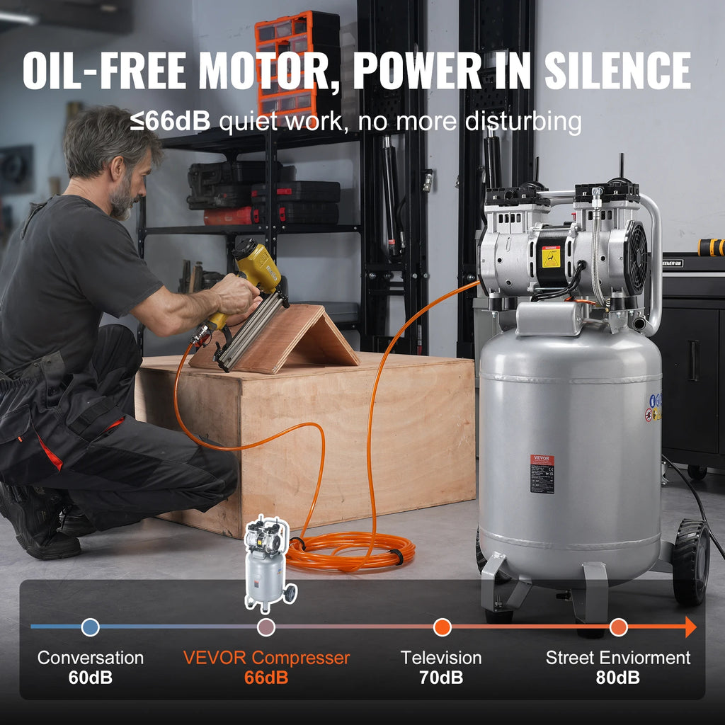 13 Gallon Air Compressor 2HP Oil Free Air Compressor Tank with 125PSI Max Pressure