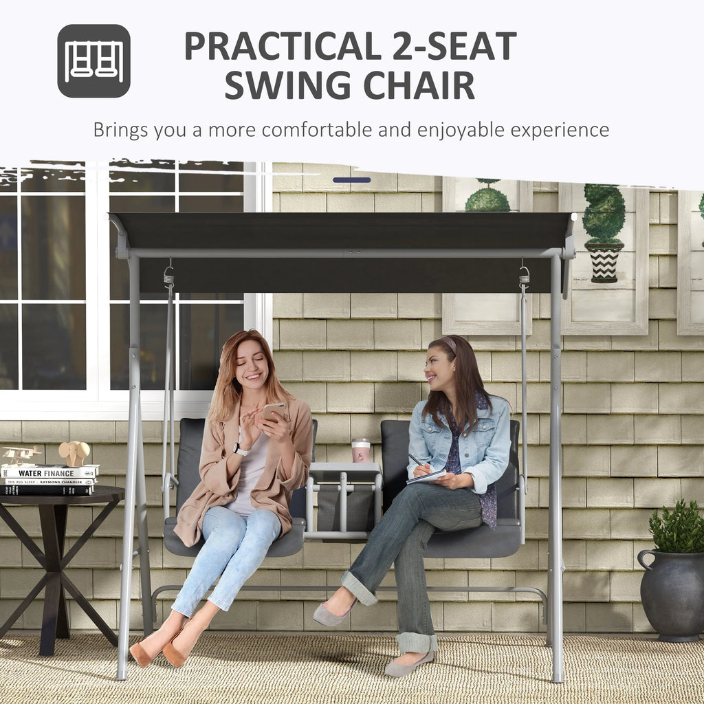 Outdoor Swing Chair Canopy Patio Garden Hanging 2 Person Yard Furniture Gray