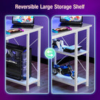 48 Inch Computer Desk with with Shelves Storage Drawers LED Lights Power Outlets Gaming Desk