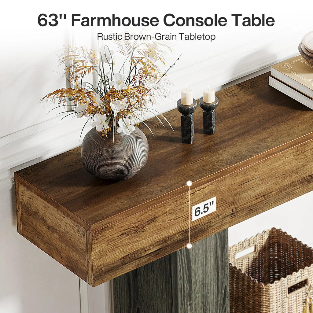 Farmhouse 2-Tier Entryway Table with U-Shaped Base