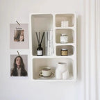 Wall Mounted Storage Cabinet, Floating Wall Shelf with 5 Compartments Open Storage Rack Freestanding Storage Organizer