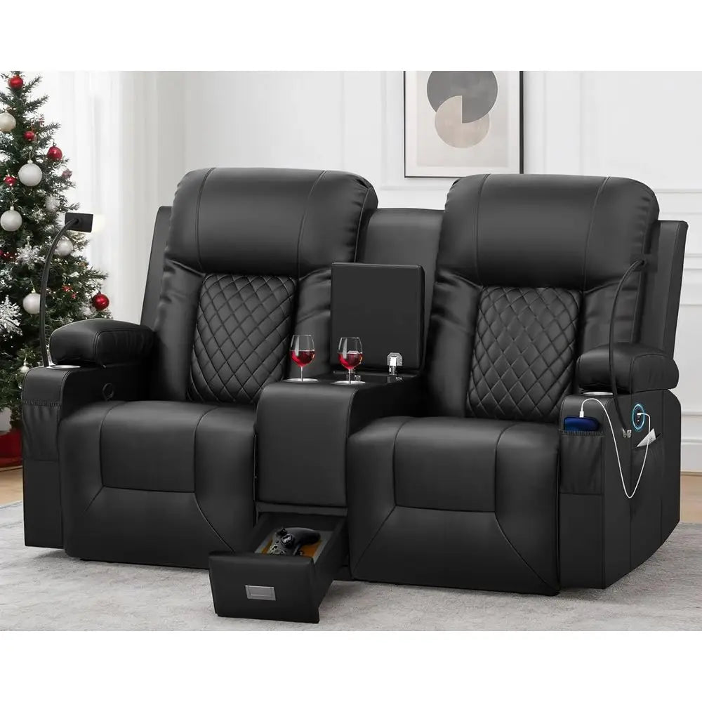 Dual Reclining Loveseat with Storage, USB Ports, Cup and Phone Holders