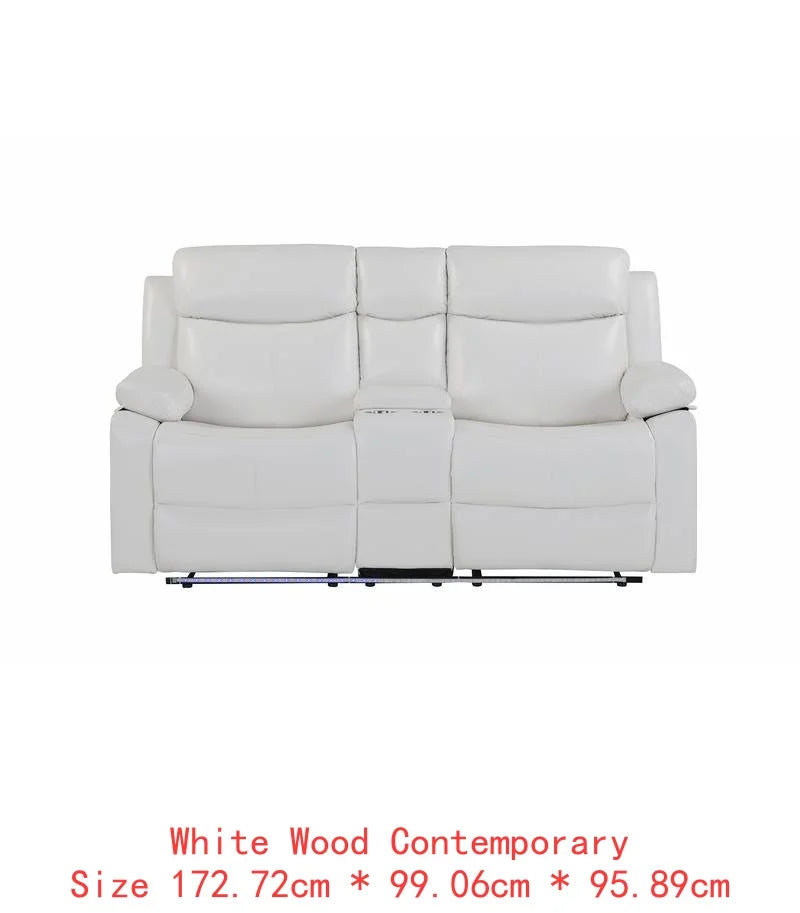 3-Piece Reclining Sofa Set with LED Lights – Sofa, Loveseat & Recliner for Living Room Comfort