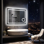 Smart Bathroom Mirror 3X Lighted Magnifier Wall Mounted White Light Front Backlit Dimmable Anti-Fog
