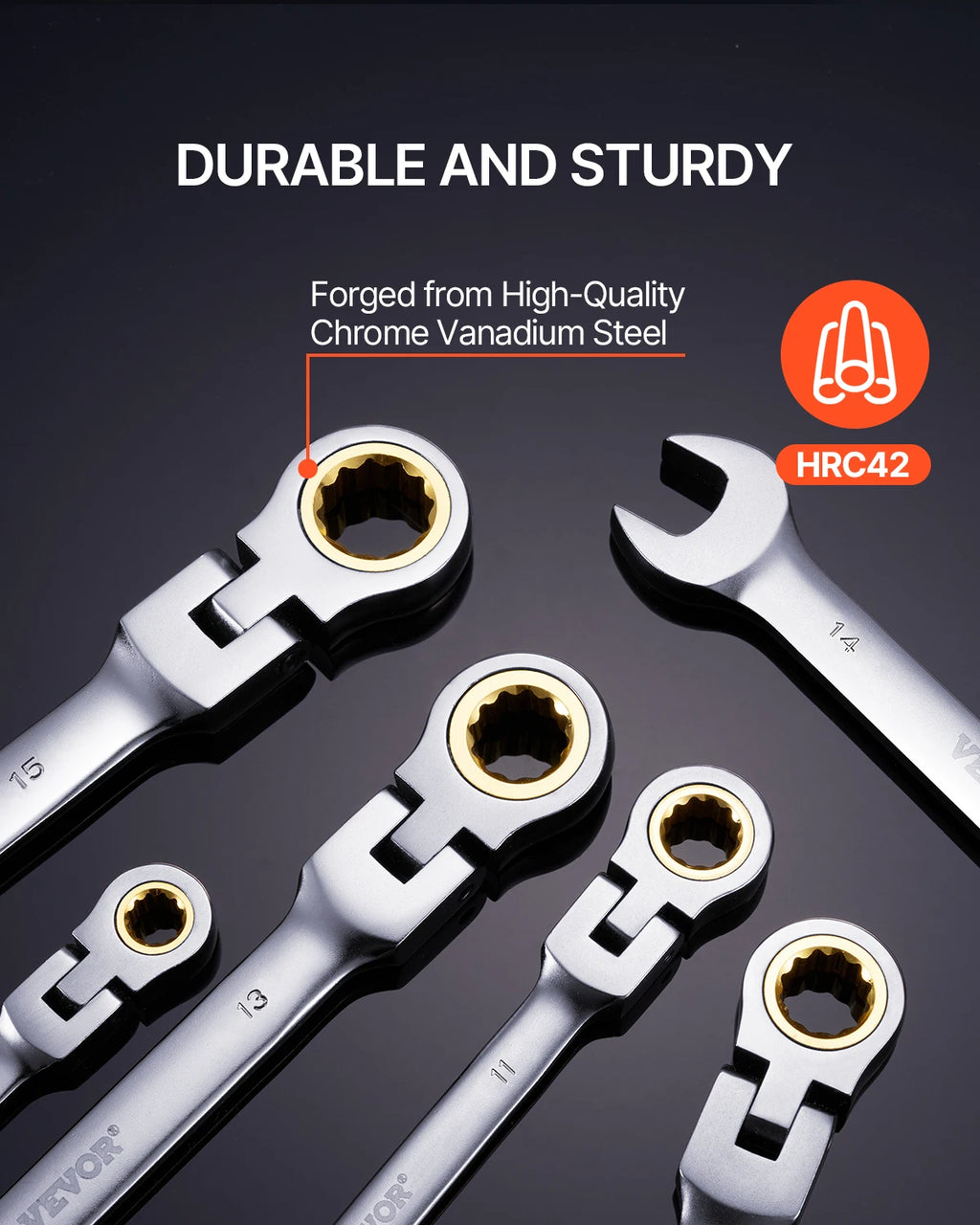 Flex-Head Ratcheting Wrench Set 8pcs Combination WrenchSet Roll-up PouchSteel Flexible Ratcheting Wrench Set SAE Metric