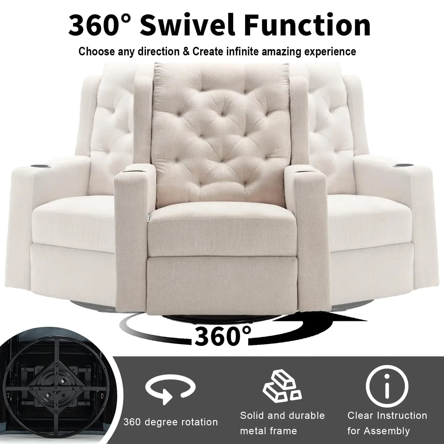 Oversized Massage Recliner Chair Swivel Rocker Recliner