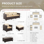 6 Pieces Wicker Sofa Set with Outdoor Couch Patio Chairs Storage Coffee Table