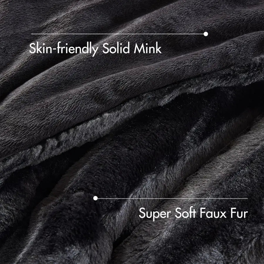 Faux Fur Reversible Comforter Set, Down Alternative Filling,