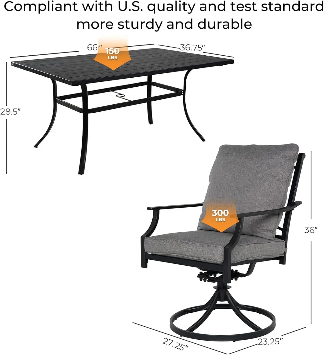 7-Piece Patio Dining Set for 6, with Cushions