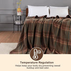 Blanket Hypoallergenic Wool Blanket for Bed, Medium Weight, Plaid