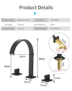 Deck Mounted Square Bathroom Sink Faucets 3 Hole Double Handle Hot And Cold Water Tap