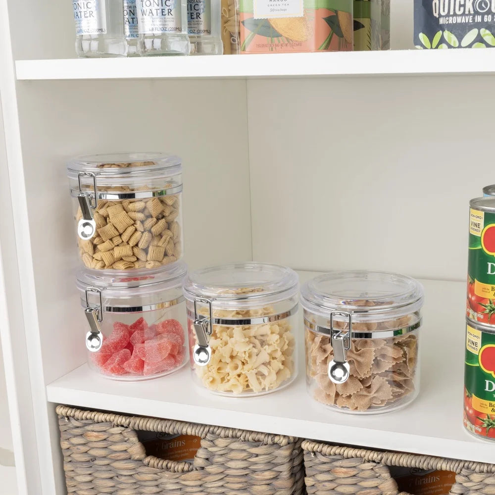 Airtight Stackable Food Storage Containers Set of 4 Round Clear Canisters