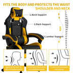 Ergonomic Massage Gaming Chair with Footrest Headrest Lumbar Support High Back Leather 300LBS