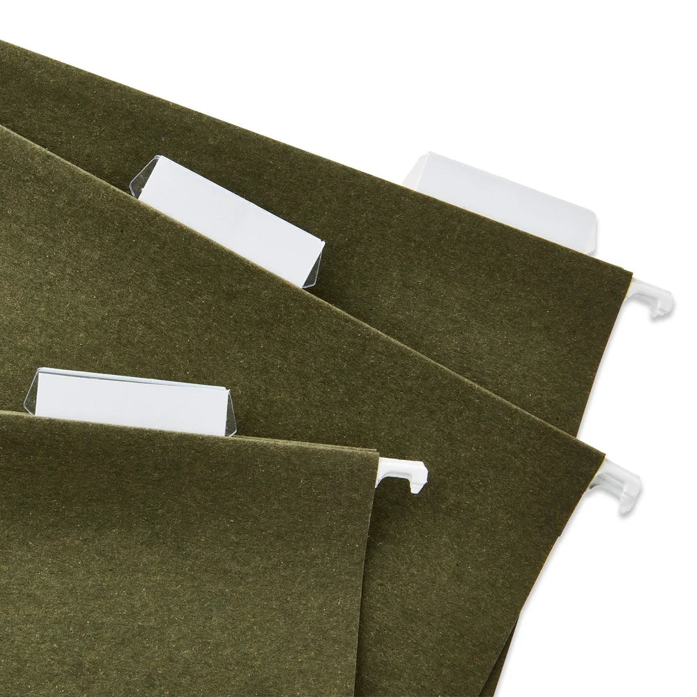 Standard Green Hanging File Folders, Box of 25 Durable