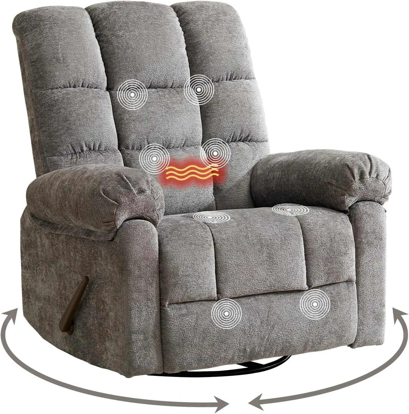 Swivel Rocker Recliner Chair with Heat and Massage