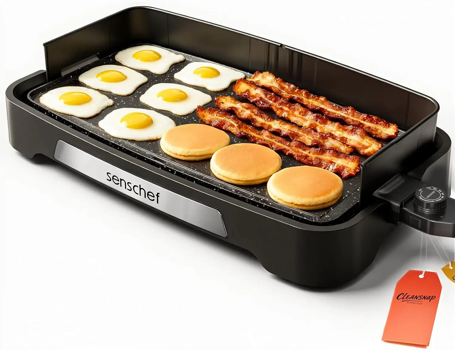 Cleansnap 20-inch Electric Griddle Nonstick Grill with Foldable Anti-MShield 1700W Fast Heating for Everyday Use