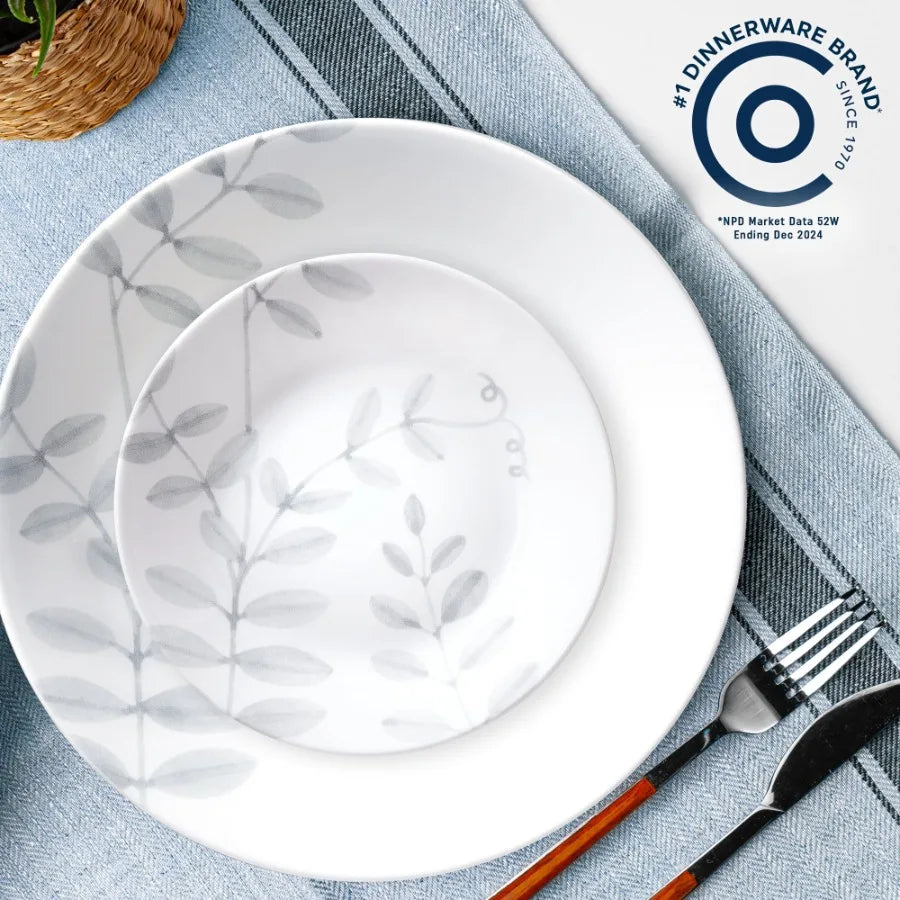 Flowing Fern 12-Piece Glass Dinnerware Set Service for 4