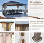 12' x 16' Gazebo Polycarbonate Double Roof Canopy Outdoor Aluminum Frame Pergola