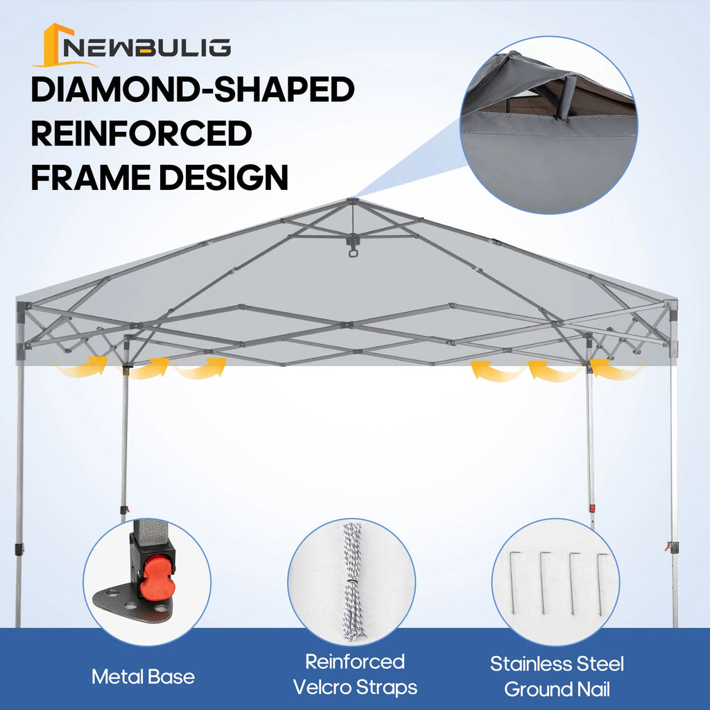 10x10ft One Push Setup Pop Up Canopy, Portable Outdoor Sun Shelter