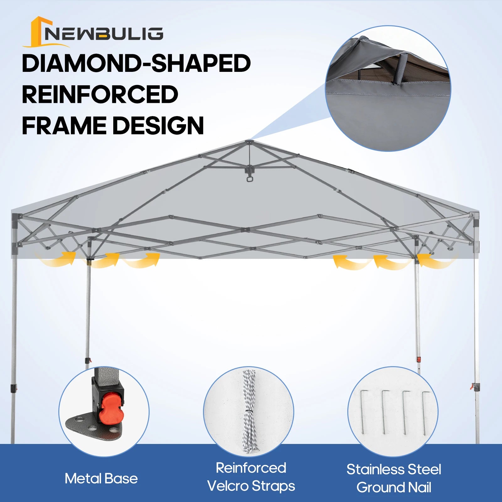 10x10ft One Push Setup Pop Up Canopy, Portable Outdoor Sun Shelter